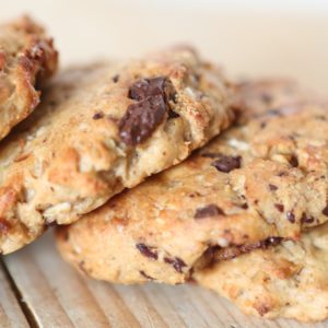 Chocolade Banaan koekjes op houten plank