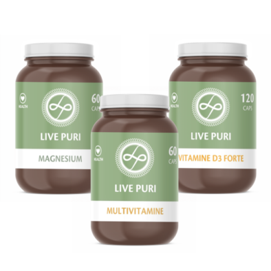 Vitamine voordeelverpakking multivitamine magnesium vitamine D3 Live Puri