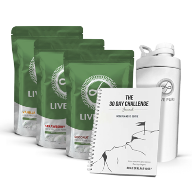 Live Puri Starterspakket bundel voordeel Royal Deluxe eiwitpoeder ongezoet